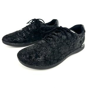 Alegria Essence Gracie Black Leather Paisley Embossed Sneaker Size 40